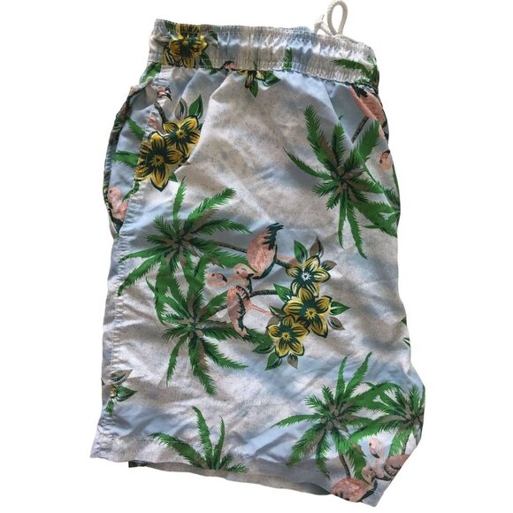 Trader Bay Flamingo Palm Trees Beach Tropical Swim Shorts Trunks Mens 2XL (XXL) - Picture 2 of 6